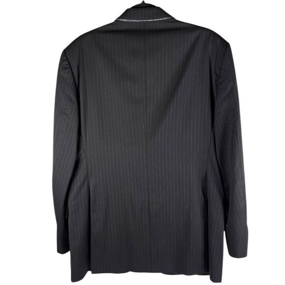 Brooks Brothers 1828 Regent fit 44L Men’s size black striped 100% wool blazer - Picture 2 of 8